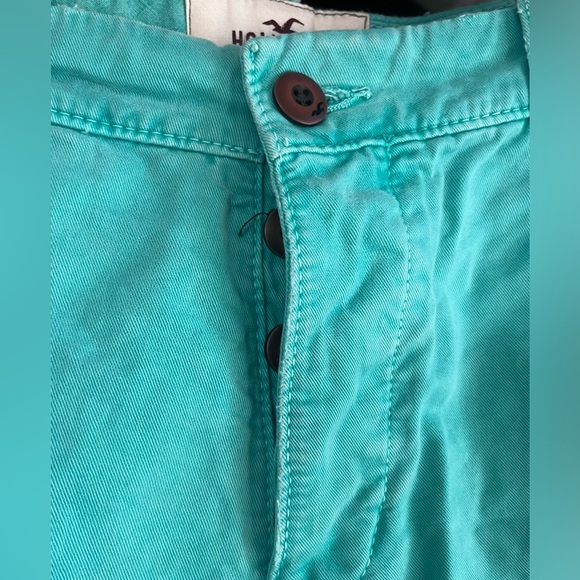 Vintage Hollister Y2K Button Fly Turquoise Shorts Size 33 - Picture 2 of 5